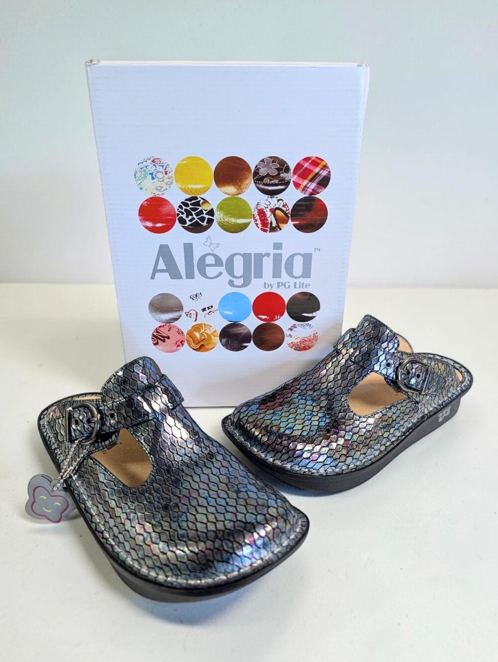 Alegria Classic Brilliant Snake Leather Comfort Clogs Mules NIB EU 35 US 5/5.5